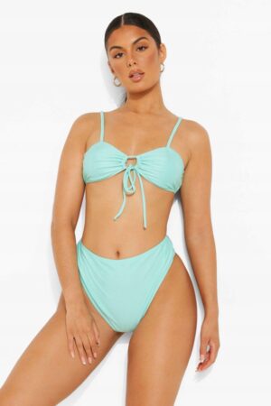 X3D109 BOOHOO ZIELONE BIKINI FIGI WYSOKI STAN 40 L L - obrazek 3