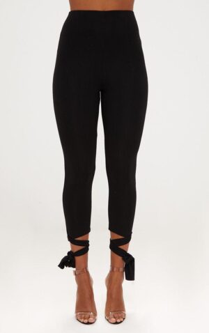 M3B103 PLT CZARNE LEGGINSY Z WIĄZANIEM 44 XXL - obrazek 2