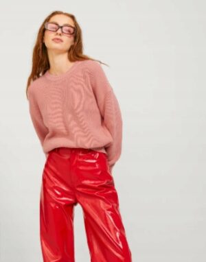 Z9D005 JJXX KLASYCZNY DZIANINOWY SWETER KORAL XS 34 - obrazek 3