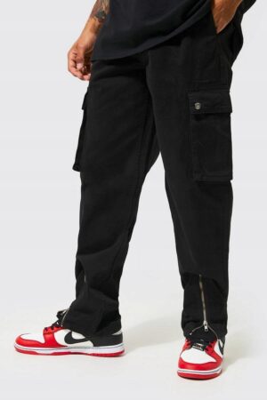 M7B22 BOOHOO SPODNIE MĘSKIE CZARNE PROSTE Z KIESZENIAMI CASUAL 30