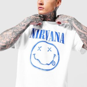 Z9F306 BOOHOO T-SHIRT MĘSKI BIAŁY CASUAL NIRVANA S