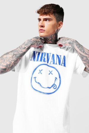 Z9F306 BOOHOO T-SHIRT MĘSKI BIAŁY CASUAL NIRVANA S