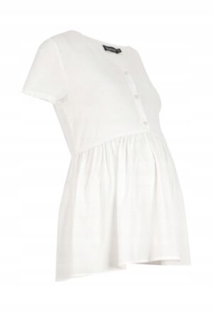 X8F024 BOOHOO MATERNITY BLUZKA BIAŁA FALBANA 38 M - obrazek 3