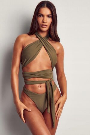 X3F219 MISSPAP WIELOFUNKCYJNA GÓRA OD BIKINI KHAKI - obrazek 4
