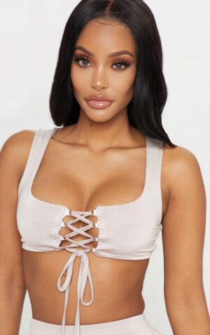 Z6G211*PLT SZARY CROP TOP WIĄZANY SHAPE XL 42 A00