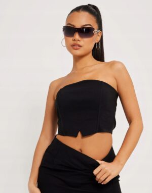 X6F005 NELLY DAMSKI CROP TOP GORSET CZARNY NA LATO 38 M - obrazek 2