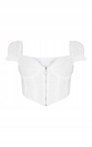 M8B304 PRETTYLITTLETHING BIAŁY KRÓTKI TOP GORSET NA ZAMEK 42 XL - obrazek 2