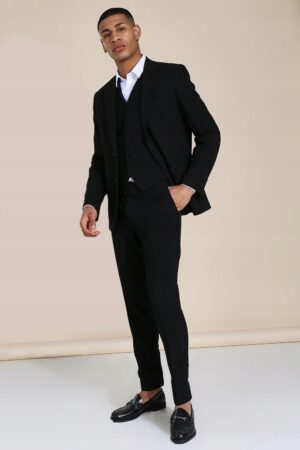 Z2A005 MATERIAŁOWE ELEGANCKIE SPODNIE MĘSKIE SLIM FIT BOOHOO MAN 34 S