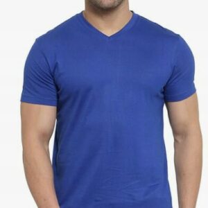X3F307 T-SHIRT MĘSKI NIEBIESKI GŁADKI KLASYCZNY BAWEŁNIANY M