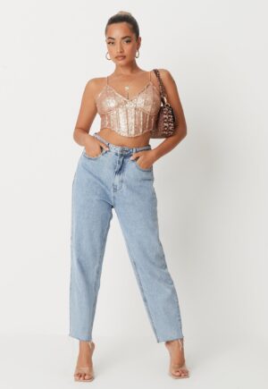 X6B201 MISSGUIDED ZŁOTY TOP Z CEKINAMI 34 XS XS