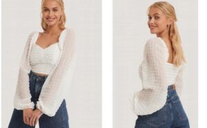 Z1B208 NA-KD BIAŁA BLUZKA TOP BOHO L L