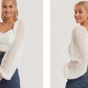 Z1B208 NA-KD BIAŁA BLUZKA TOP BOHO L L