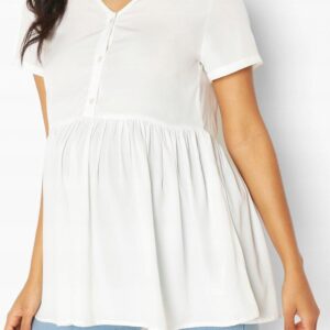 X8F024 BOOHOO MATERNITY BLUZKA BIAŁA FALBANA 38 M