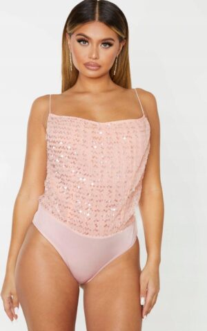 X7B312 PRETTYLITTLETHING OZDOBNE BODY NA RAMIĄCZKACH CEKINY 34 XS - obrazek 2