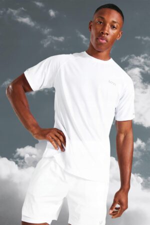 M5C309 BOOHOO MĘSKI T-SHIRT SPORTOWY BIAŁY XS