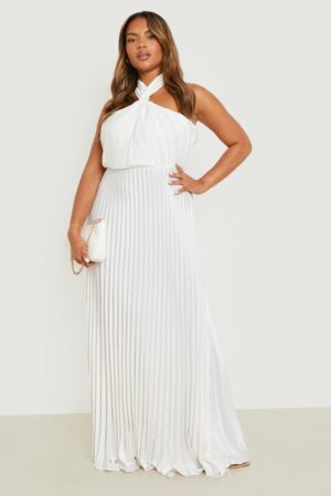 X6D001 BOOHOO PLUS BIAŁA PLISOWANA SUKIENKA 44 XXL - obrazek 3
