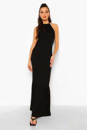 X6E105 BOOHOO CZARNA DŁUGA SUKIENKA BEZ PLECÓW WIĄZANA 34 XS - obrazek 4