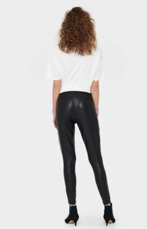 Y0A014 KLASYCZNE LEGGINSY WOSKOWANE DAMSKIE CZARNE ONLY S - obrazek 2