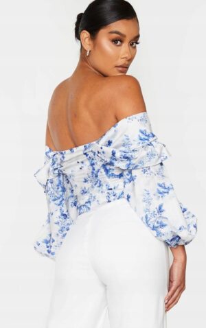 X2D114 PRETTYLITTLETHING WZORZYSTA BLUZKA TOP ODKRYTE RAMIONA 44 XXL - obrazek 3