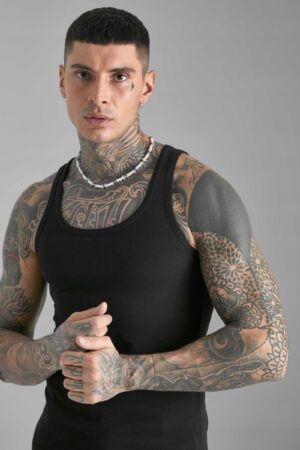 M3B107 BOOHOO MAN CZARNY TANK TOP SLIM FIT S - obrazek 3
