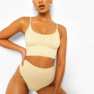 X9B015 BOOHOO STRINGI DAMSKIE BEŻOWE KLASYCZNE L
