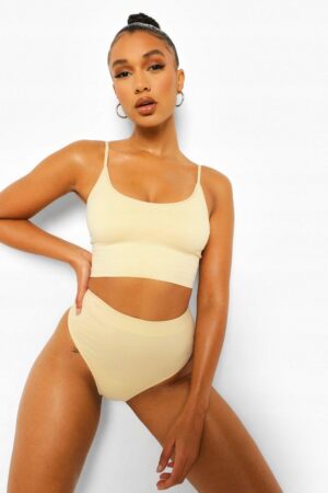 X9B015 BOOHOO STRINGI DAMSKIE BEŻOWE KLASYCZNE L