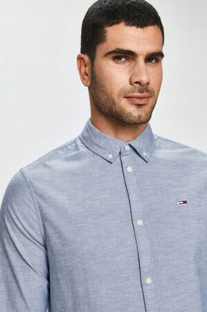X8C308 TOMMY JEANS KOSZULA MĘSKA NIEBIESKA LOGO M M - obrazek 3