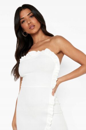 X6B307 BOOHOO BIAŁA SUKIENKA MIDI BANDEAU 40 L - obrazek 3