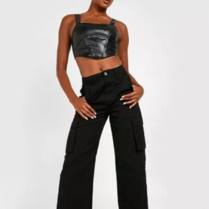 X6A113 BOOHOO TALL SPODNIE DAMSKIE CZARNE BOYFRIEND FIT M