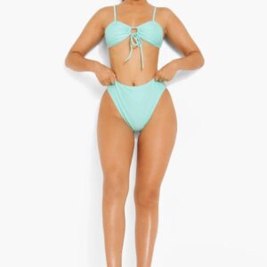 X3D109 BOOHOO ZIELONE BIKINI FIGI WYSOKI STAN 40 L L
