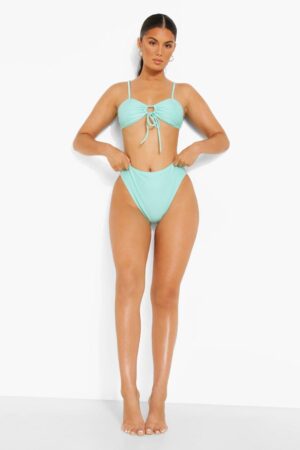 X3D109 BOOHOO ZIELONE BIKINI FIGI WYSOKI STAN 40 L L