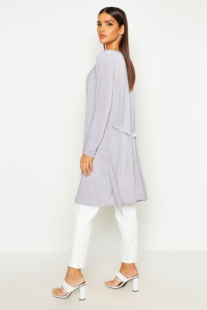 Z6B106 CZARNA PROSTA NARZUTKA KIMONO Z WIĄZANIEM BOOHOO L - obrazek 2