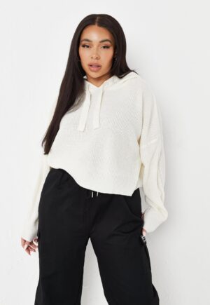 V1A017 MISSGUIDED PLUS KRÓTKI SWETR KAPTUR 46/48 - obrazek 4