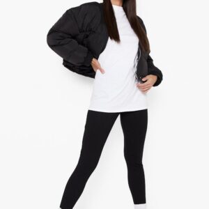 X1D112 BOOHOO CZARNE PRĄŻKOWANE KLASYCZNE LEGGINSY 44 XXL