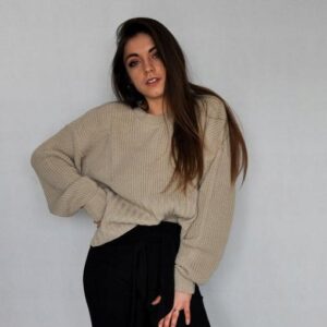 Z9A120*NASTY GAL BEŻOWY LUŹNY SWETER DAMSKI 38 A00