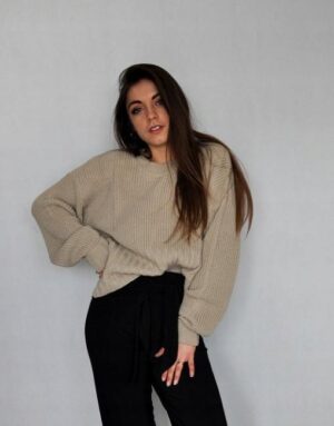 Z9A120*NASTY GAL BEŻOWY LUŹNY SWETER DAMSKI 38 A00