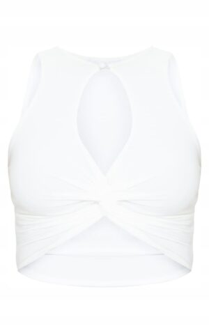 X6B021 PRETTYLITTLETHING BIAŁY KRÓTKI TOP XS - obrazek 2