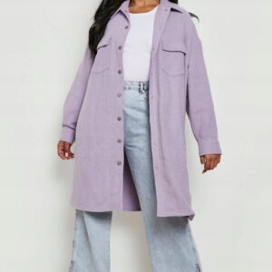 X6A018 BOOHOO PLUS SIZE DŁUGA KOSZULA FIOLETOWA NA ZATRZASKI 7XL