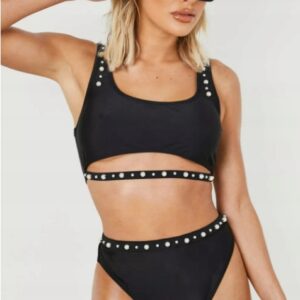 Z3G028 BOOHOO GÓRA OD BIKINI W OZDOBNE PEREŁKI