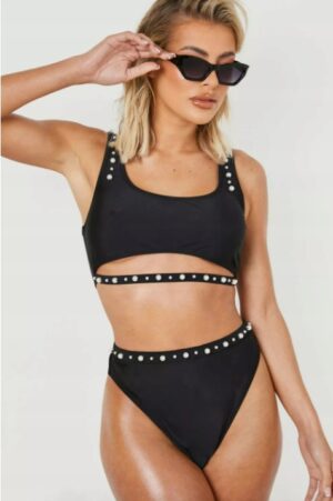 Z3G028 BOOHOO GÓRA OD BIKINI W OZDOBNE PEREŁKI