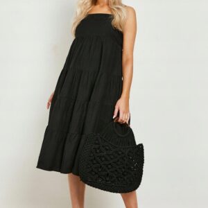 Z2A101 BOOHOO MATERNITY CZARNA SUKIENKA MIDI XXL