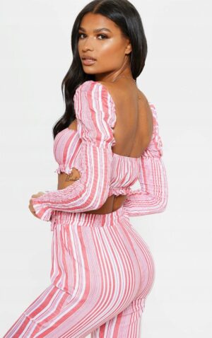 X3E214 PRETTYLITTLETHING MARSZCZONA KRÓTKA BLUZKA Z DŁUGIM RĘKAWEM 42 XL - obrazek 3