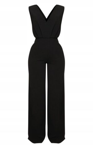 Z3E307 PRETTYLITTLETHING SHAPE CZARNY KOMBINEZON Z GŁĘBOKIM DEKOLTEM 36 S - obrazek 4