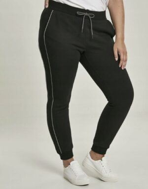 X4E008 URBAN CLASSIC CZARNE SPODNIE DRESOWE JOGGERY Z LAMPASAMI L