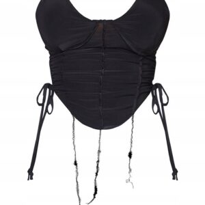 X6C013 PLT CZARNY TOP Z MARSZCZENIAMI 42 XL
