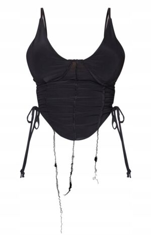 X6C013 PLT CZARNY TOP Z MARSZCZENIAMI 42 XL