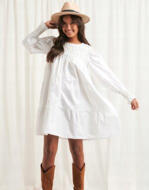 M4E011 NA-KD BIAŁA SUKIENKA OVERSIZE BOHO 34 XS
