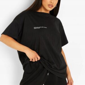 Z9G009 BOOHOO PETITE DAMSKI CZARNY T-SHIRT Z NADRUKIEM L