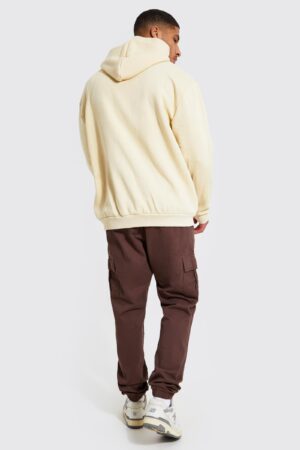 X7C04 BOOHOOMAN BLUZA MĘSKA Z KAPTUREM BEŻOWA S S - obrazek 2