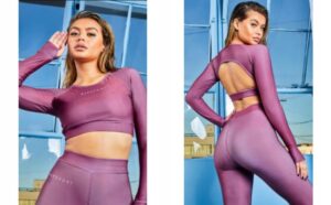 Z6D009 PLT FIOLETOWY CROP TOP SPORTOWY S S
